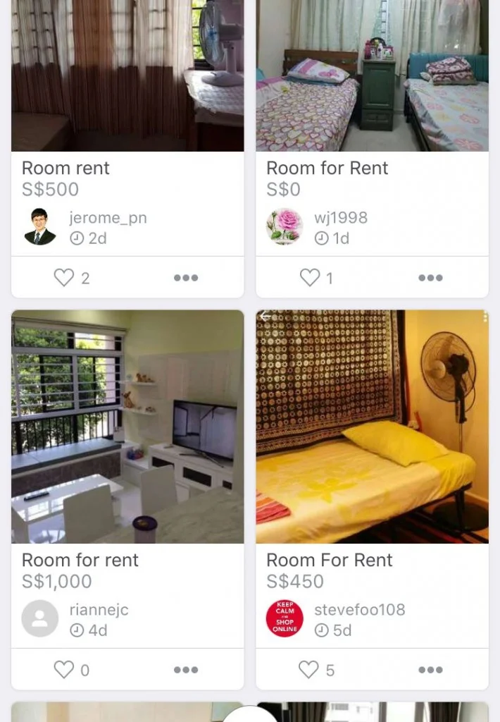 Carousell Singapore Roomss for Rental