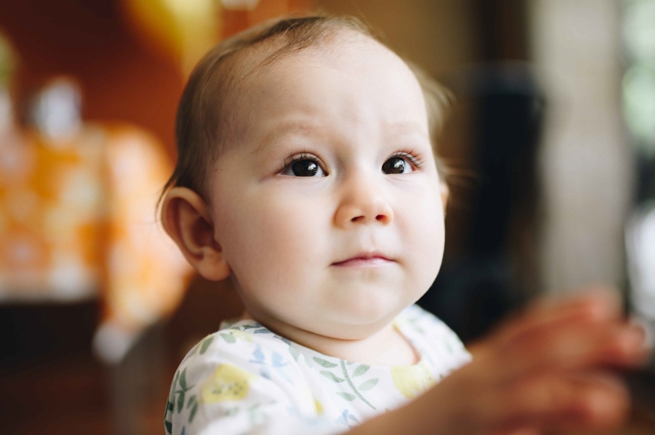 baby long eyelashes happy
