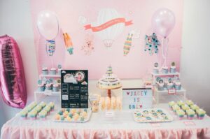 pink backdrop for birthday party