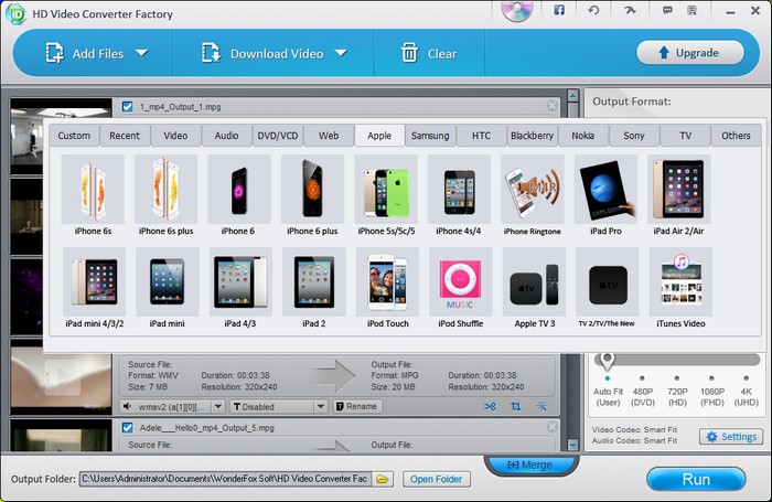 Supported video formats: